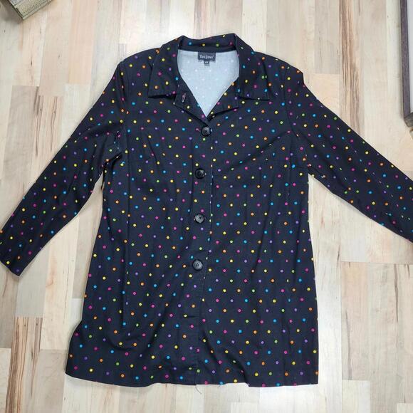 Jackets & Blazers - Tara Jones Plus Size 2X Black Polka Dot Button-Up Jacket